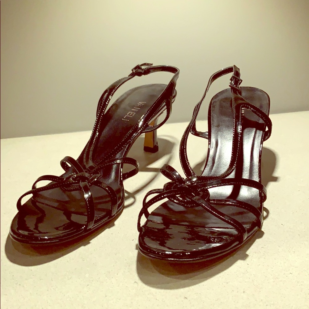 Van Eli black patent strappy heel